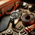 ivairus vyriski aksesuarai sudeti ant stalo